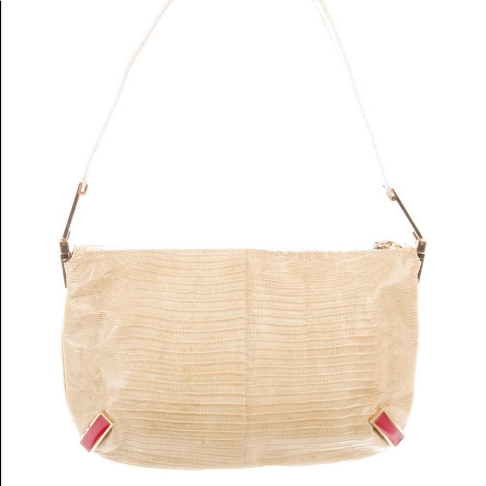 Authentic FENDI Vintage Cream Lizard Shoulder Bag
